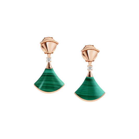 [Aurora]DREAM MALACHITE PINK GOLD EARRINGS