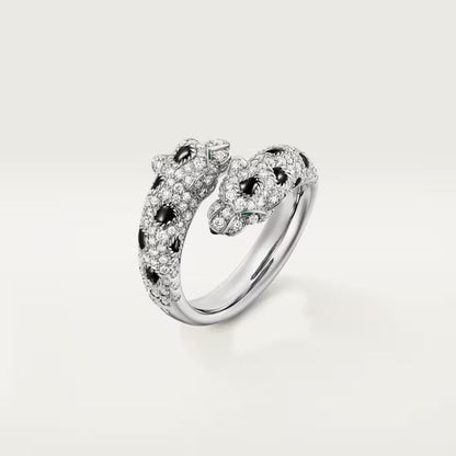 [AURORA]PANTHERE DOUBLE HEADED FULL DIAMOND  RING
