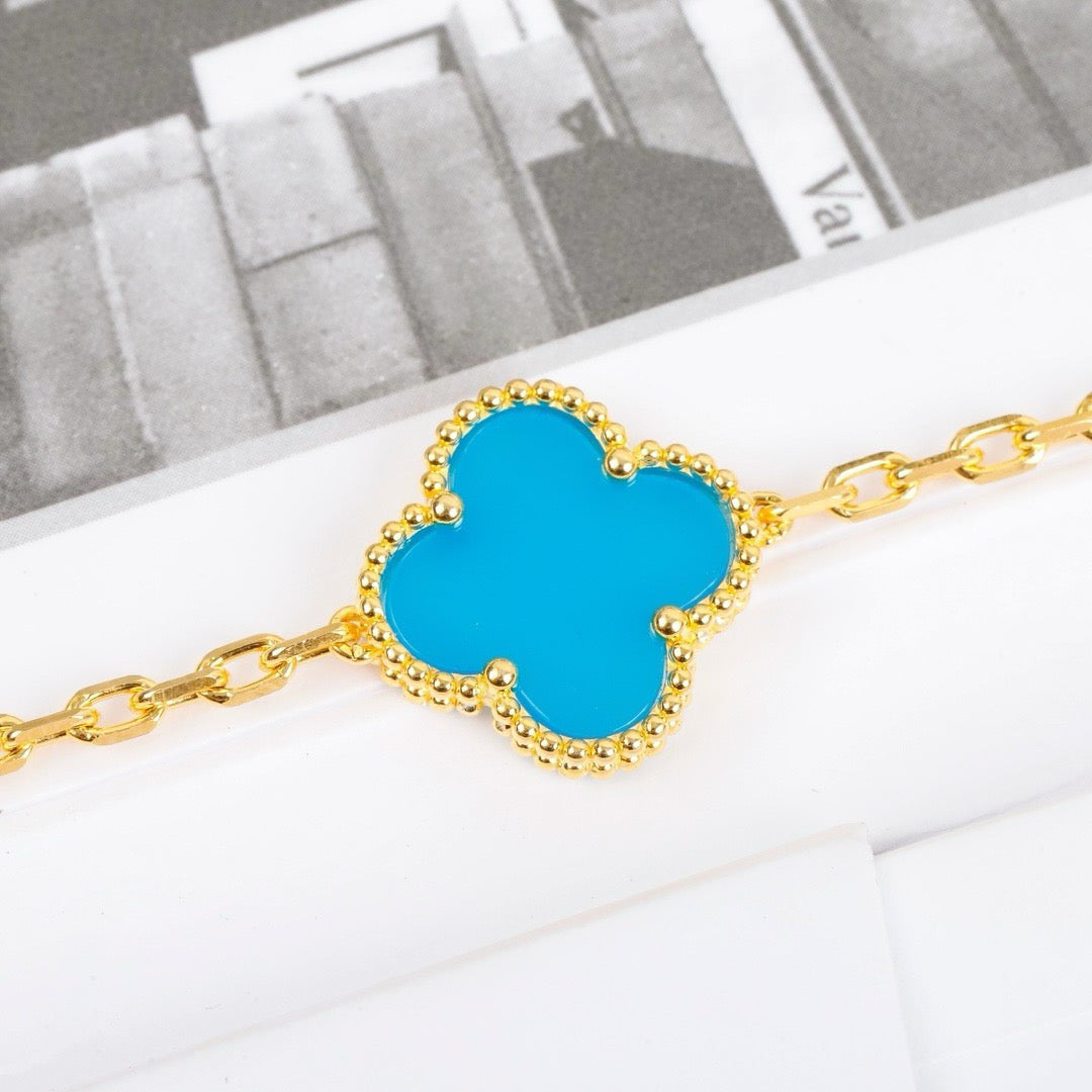 [Aurora]CLOVER 5 MOTIFS TURQUOISE BRACELET