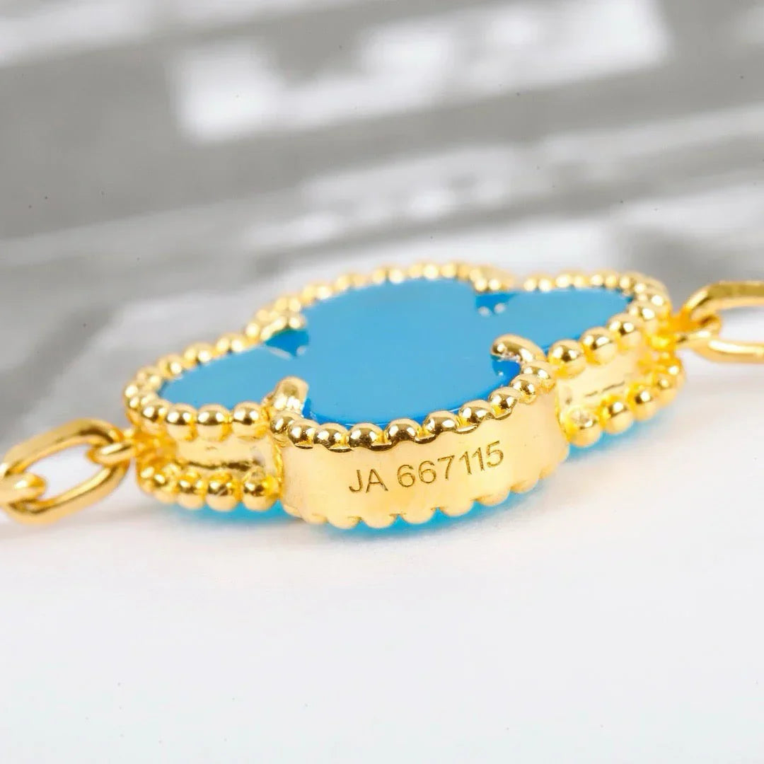 [AURORA] CLOVER 5 MOTIF TURQUOISE BRACELET COLLECTION