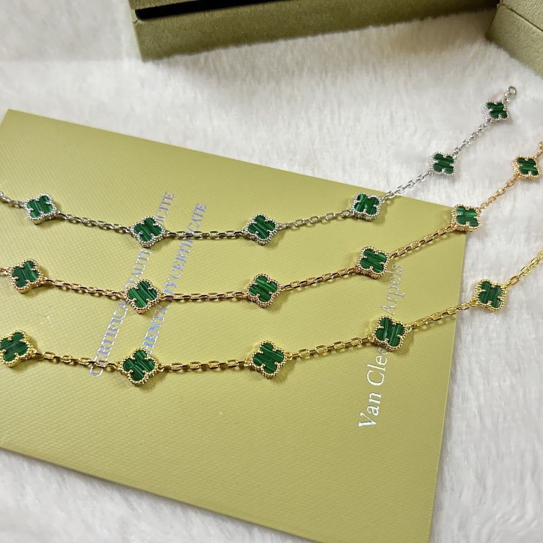 [AURORA]CLOVER 6 MOTIF MALACHITE BRACELET