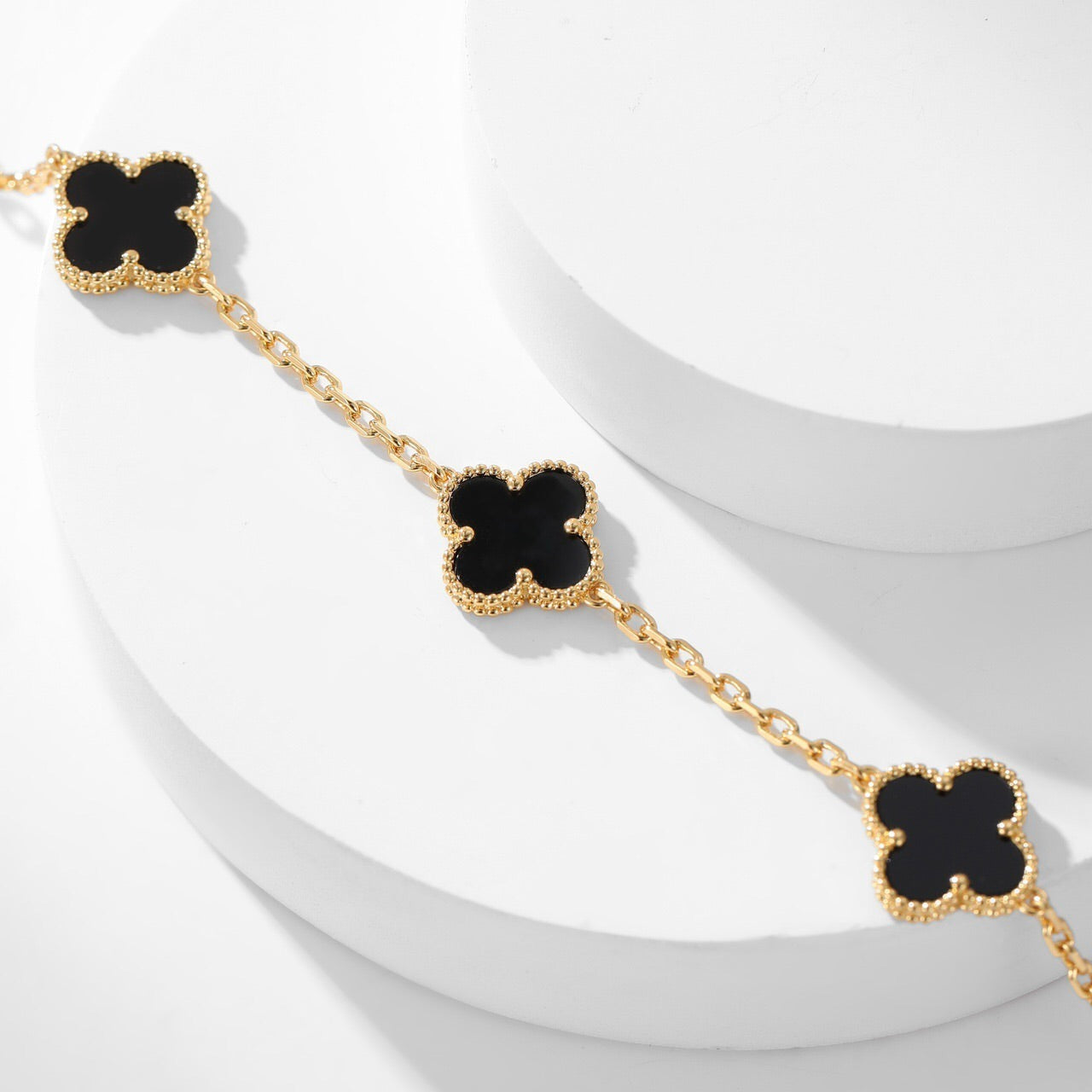 [Aurora]CLOVER 10 MOTIFS ONYX NECKLACE