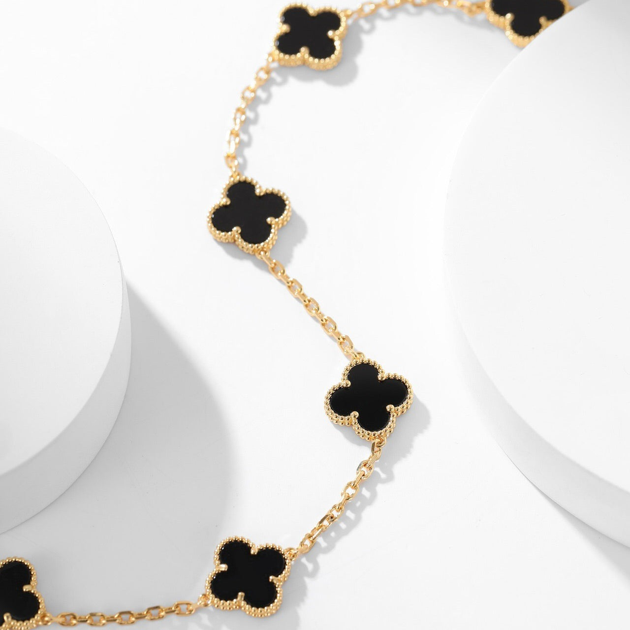 [Aurora]CLOVER 10 MOTIFS ONYX NECKLACE