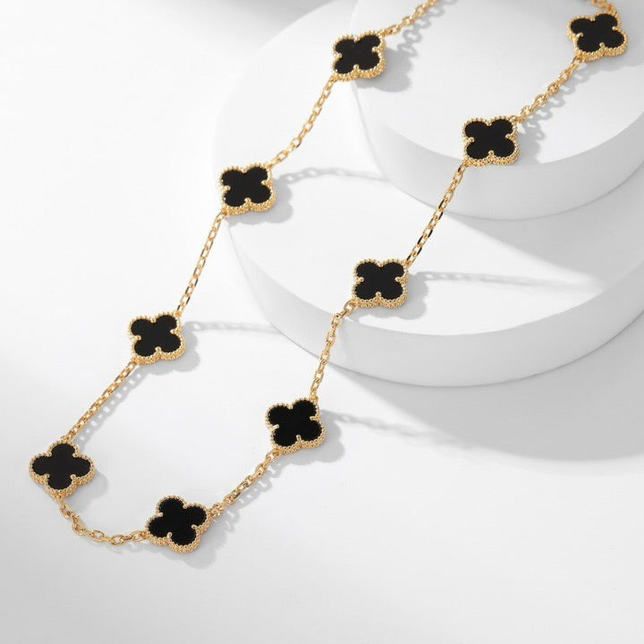 [Aurora]CLOVER 10 MOTIFS ONYX NECKLACE