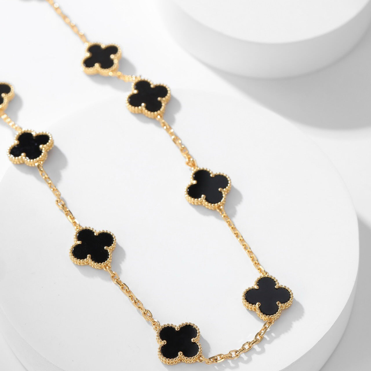 [Aurora]CLOVER 10 MOTIFS ONYX NECKLACE