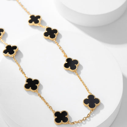 [Aurora]CLOVER 10 MOTIFS ONYX NECKLACE