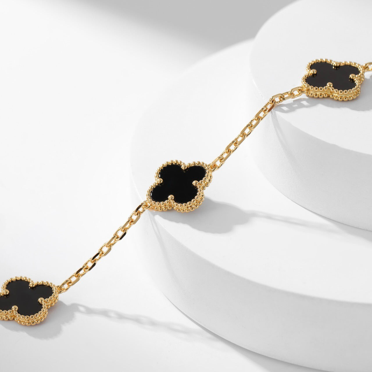 [Aurora]CLOVER 10 MOTIFS ONYX NECKLACE