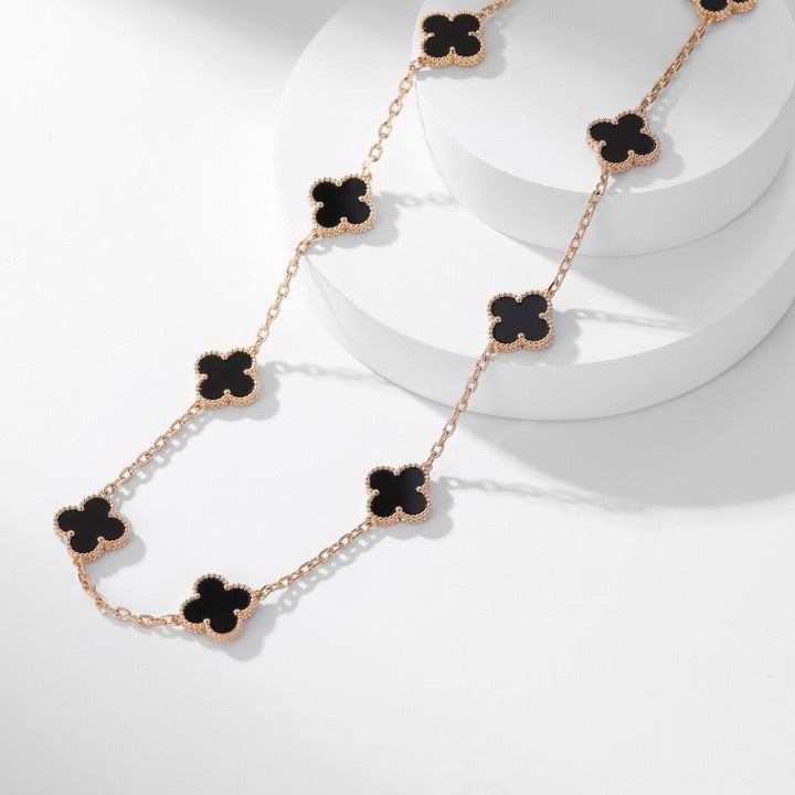 [Aurora]CLOVER 10 MOTIFS ONYX NECKLACE