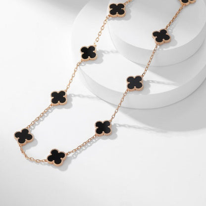 [Aurora]CLOVER 10 MOTIFS ONYX NECKLACE