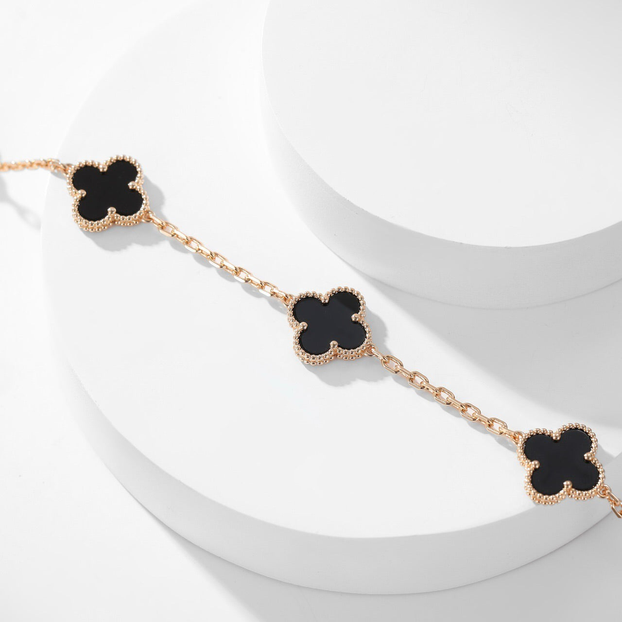 [Aurora]CLOVER 10 MOTIFS ONYX NECKLACE