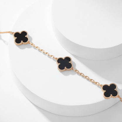 [Aurora]CLOVER 10 MOTIFS ONYX NECKLACE