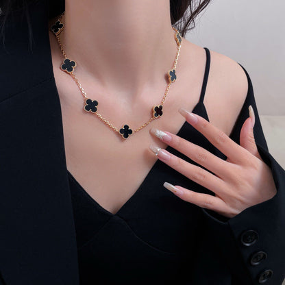 [Aurora]CLOVER 10 MOTIFS ONYX NECKLACE
