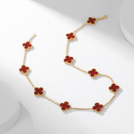 [Aurora]CLOVER 10 MOTIFS CARNELIAN NECKLACE
