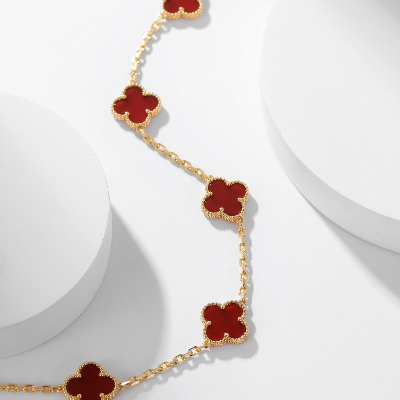 [Aurora]CLOVER 10 MOTIFS CARNELIAN NECKLACE