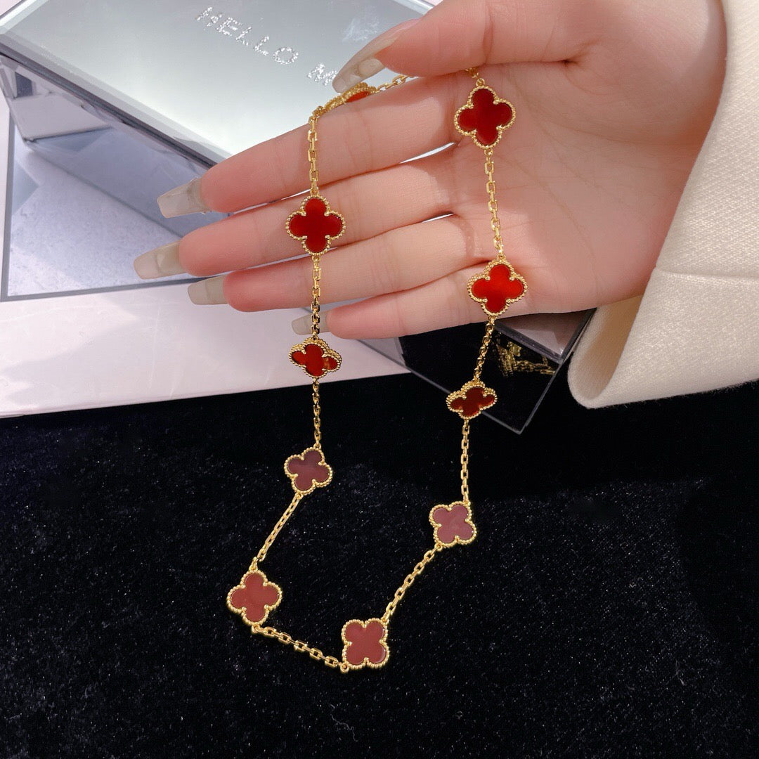 [Aurora]CLOVER 10 MOTIFS CARNELIAN NECKLACE