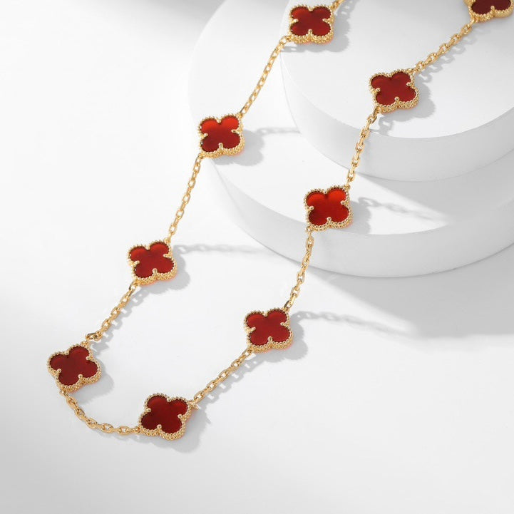 [Aurora]CLOVER 10 MOTIFS CARNELIAN NECKLACE