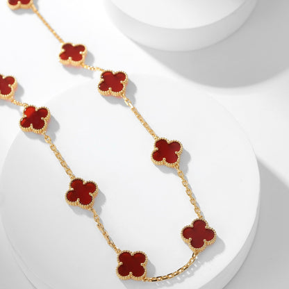 [Aurora]CLOVER 10 MOTIFS CARNELIAN NECKLACE