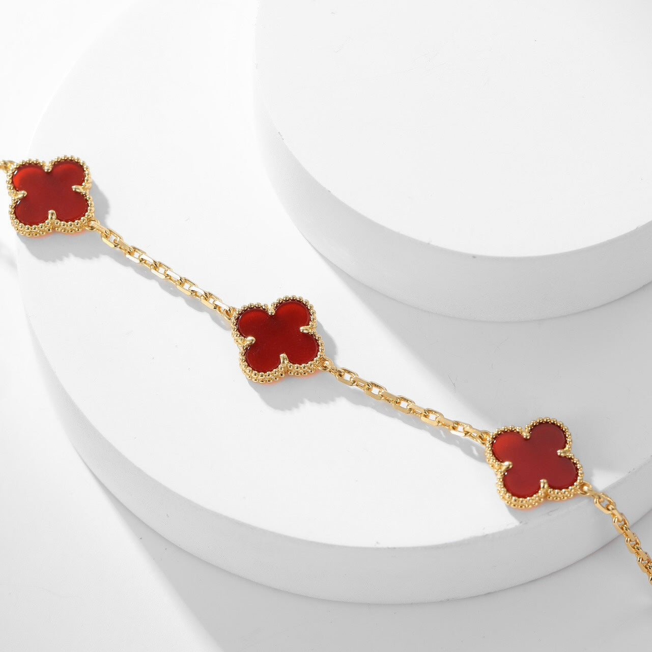 [Aurora]CLOVER 10 MOTIFS CARNELIAN NECKLACE