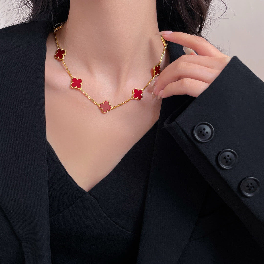 [Aurora]CLOVER 10 MOTIFS CARNELIAN NECKLACE