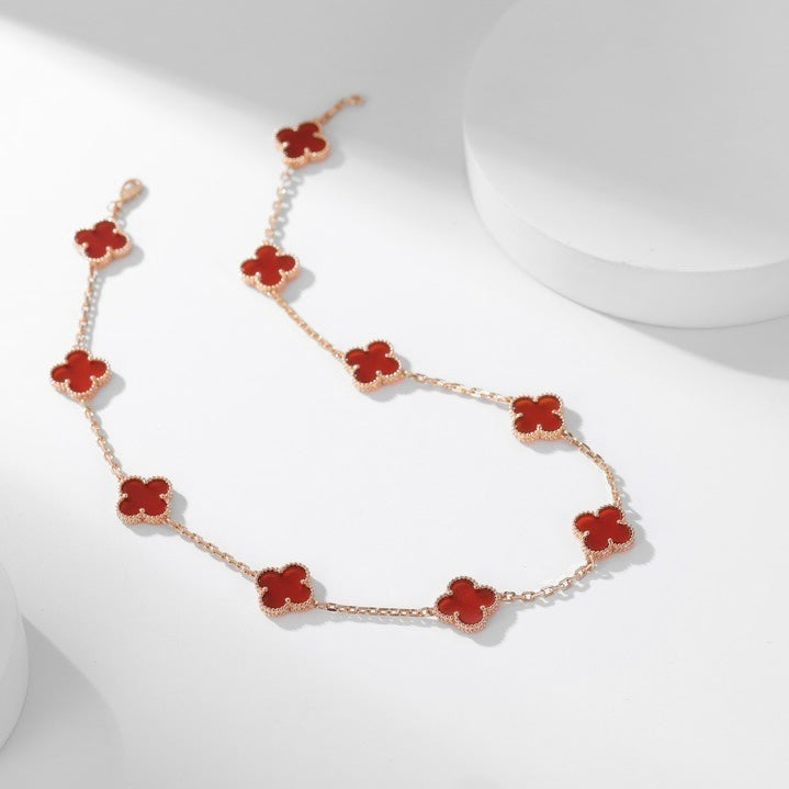 [Aurora]CLOVER 10 MOTIFS CARNELIAN NECKLACE