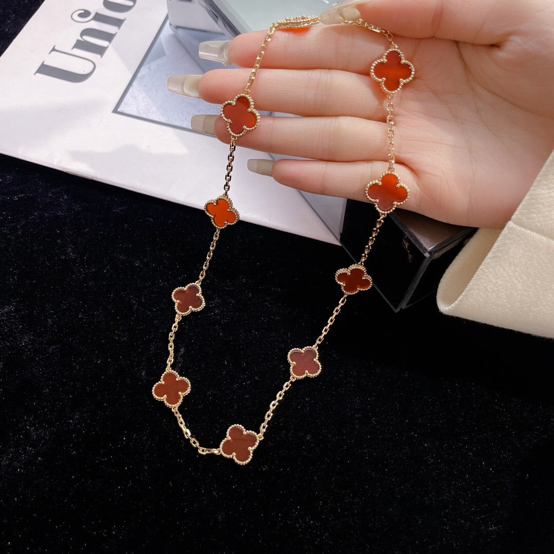 [Aurora]CLOVER 10 MOTIFS CARNELIAN NECKLACE