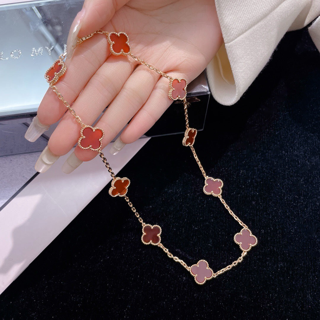 [Aurora]CLOVER 10 MOTIFS CARNELIAN NECKLACE