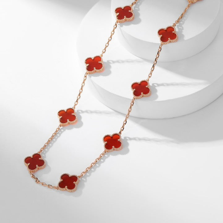 [Aurora]CLOVER 10 MOTIFS CARNELIAN NECKLACE