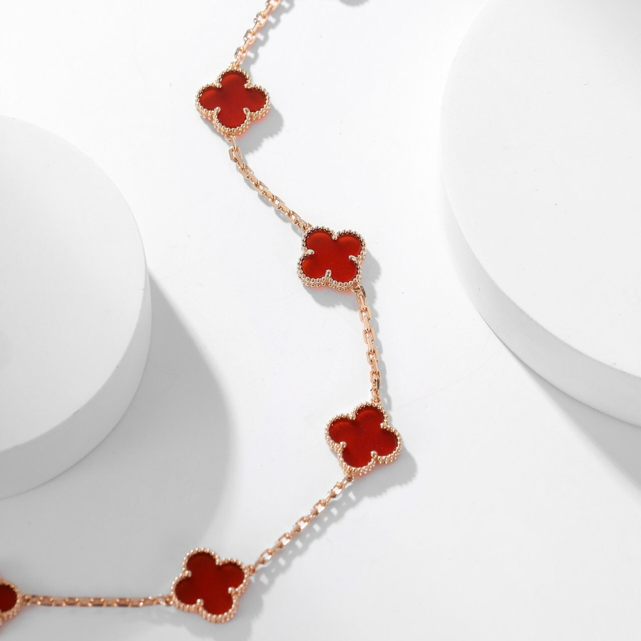 [Aurora]CLOVER 10 MOTIFS CARNELIAN NECKLACE