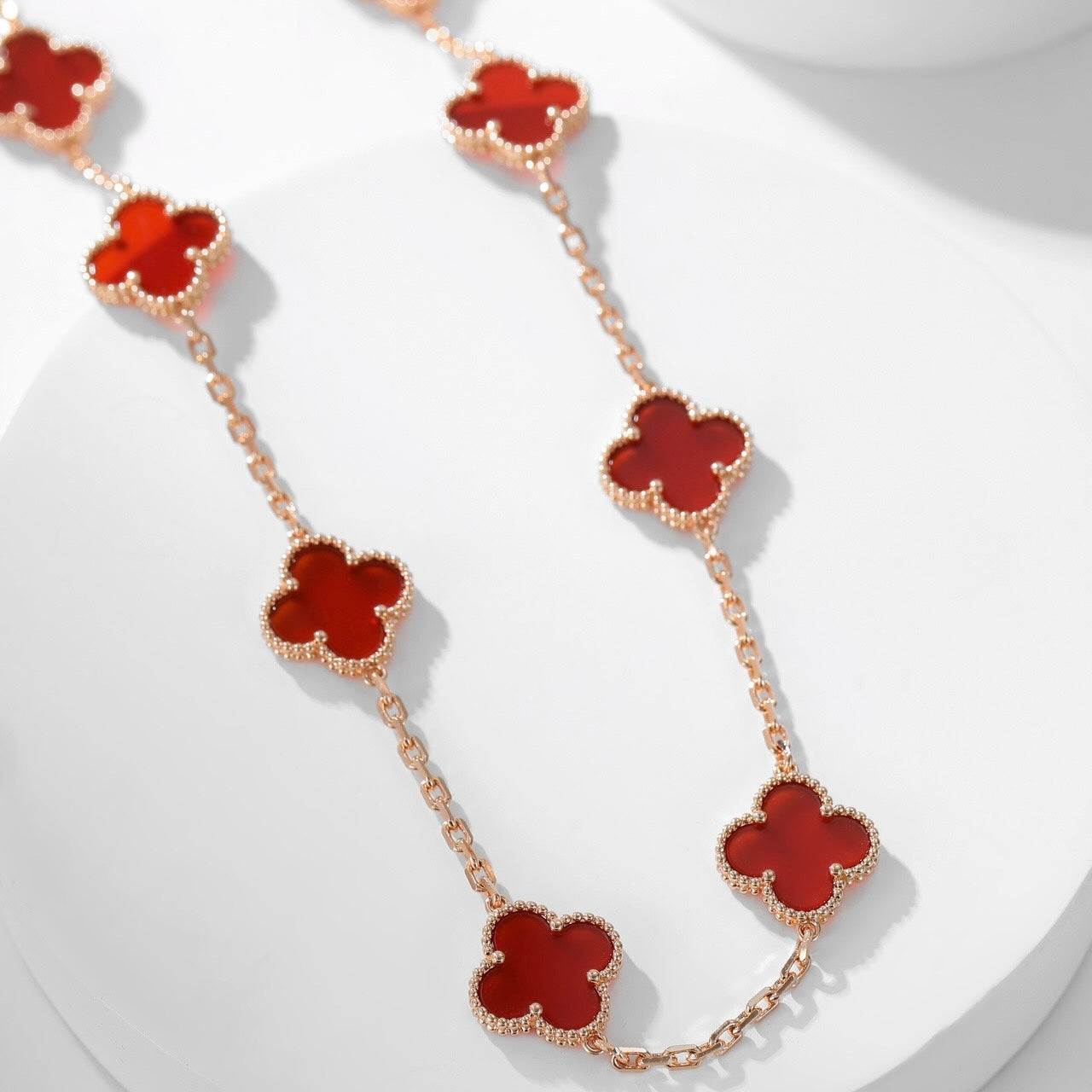 [Aurora]CLOVER 10 MOTIFS CARNELIAN NECKLACE