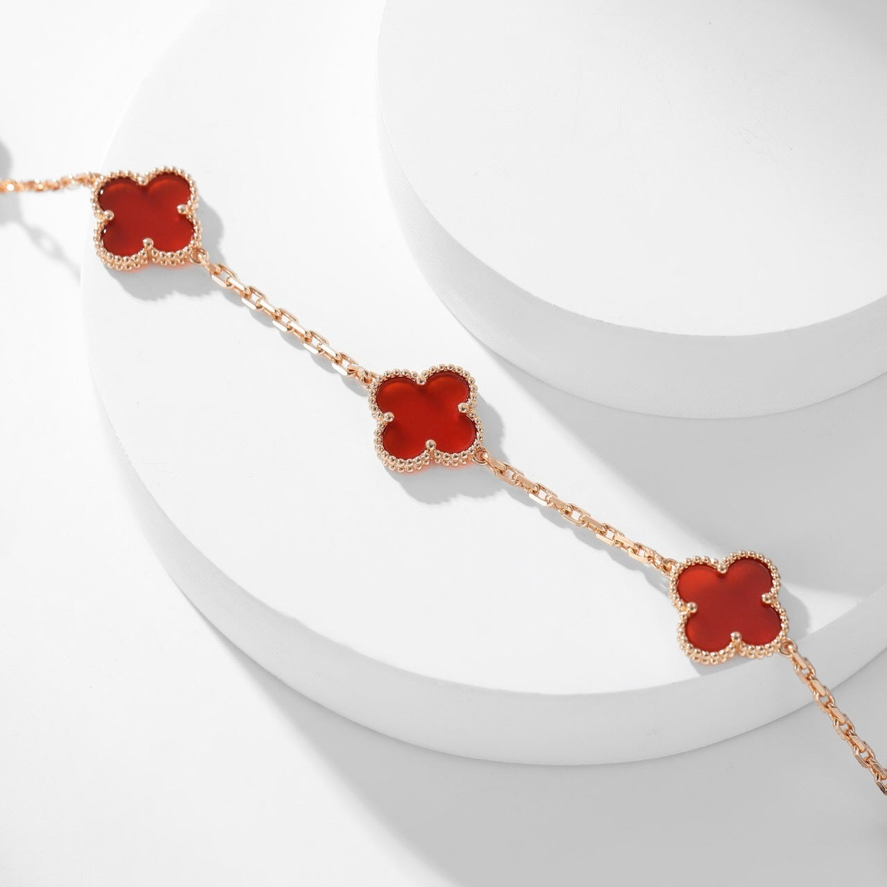 [Aurora]CLOVER 10 MOTIFS CARNELIAN NECKLACE