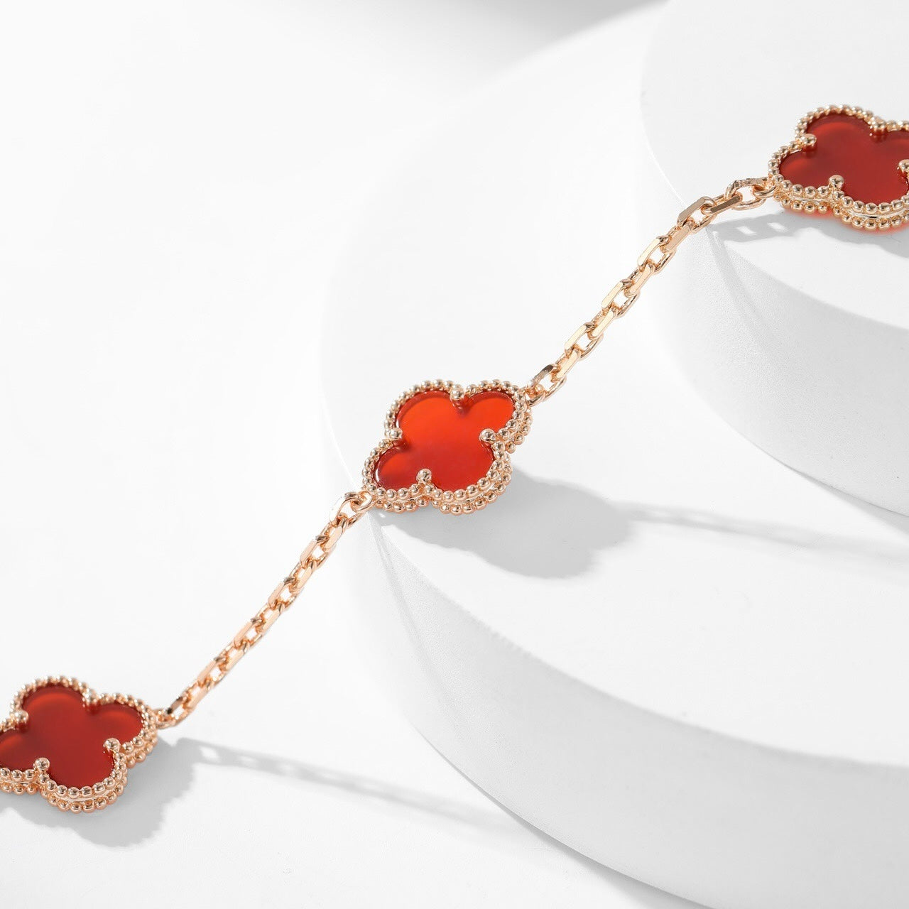 [Aurora]CLOVER 10 MOTIFS CARNELIAN NECKLACE