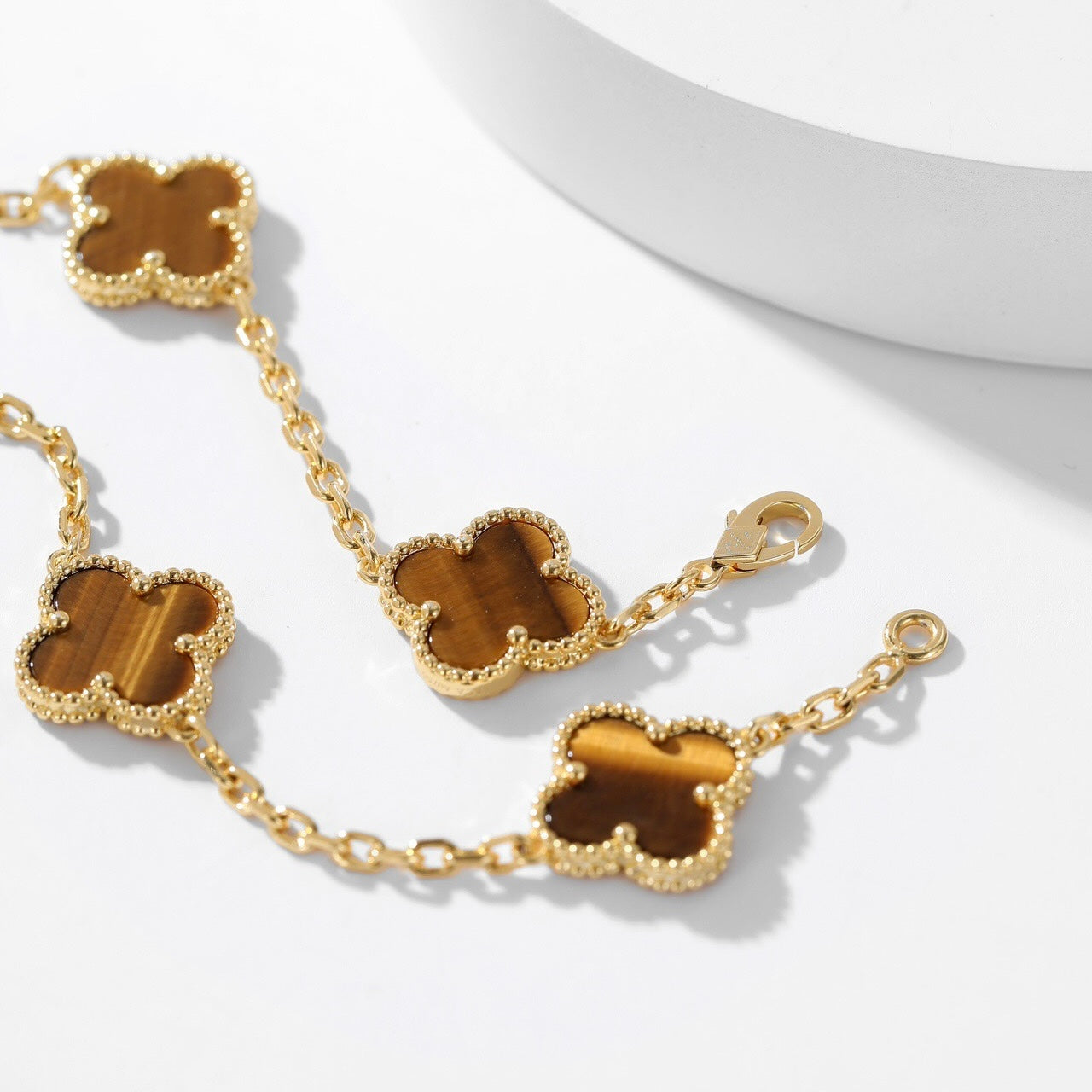 [Aurora]CLOVER 10 MOTIFS TIGER EYE NECKLACE