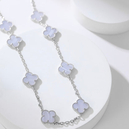 [AURORA]CLOVER 10 MOTIFS PURPLE CHALCEDONY NECKLACE