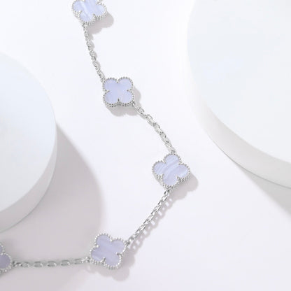 [AURORA]CLOVER 10 MOTIFS PURPLE CHALCEDONY NECKLACE