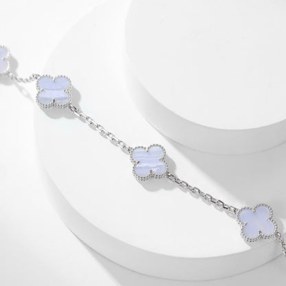 [AURORA]CLOVER 10 MOTIFS PURPLE CHALCEDONY NECKLACE