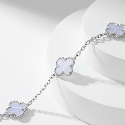 [AURORA]CLOVER 10 MOTIFS PURPLE CHALCEDONY NECKLACE