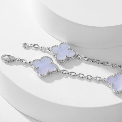[AURORA]CLOVER 10 MOTIFS PURPLE CHALCEDONY NECKLACE
