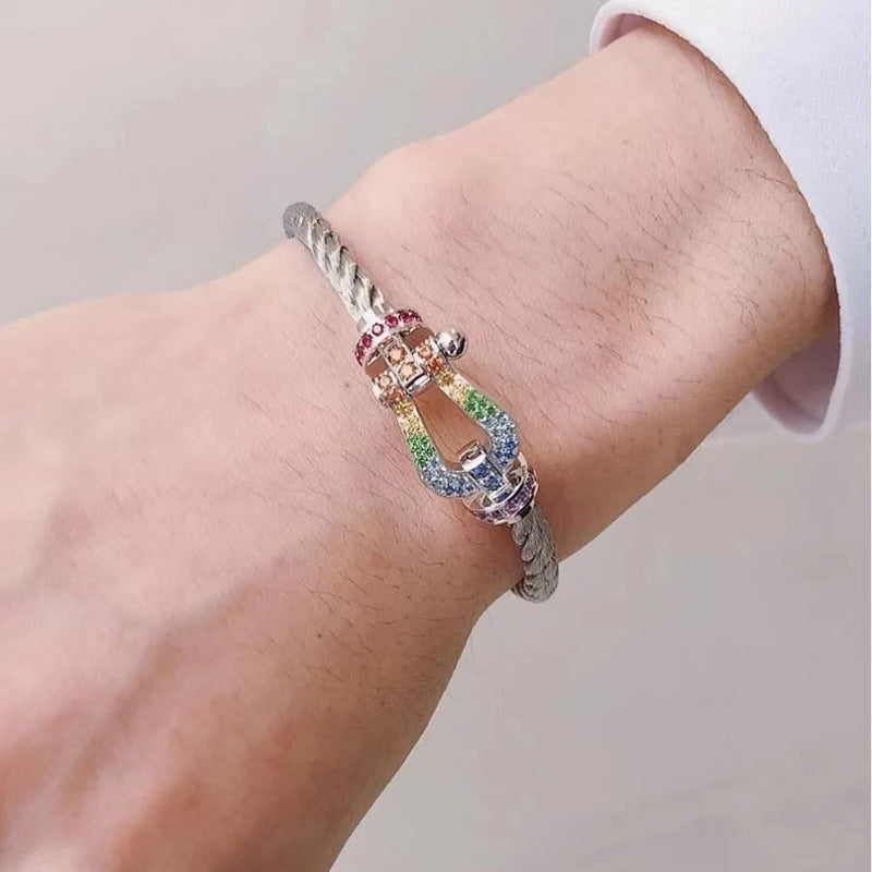 [Aurora]FORCE LARGE HORSESHOE  COLORED DIAMOND BRACELET ROSE GOLD