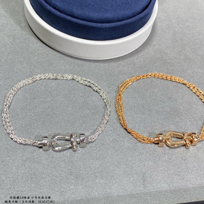 [AURORA]フォース スモールホースシュー ダイヤモンドチェーンロープブレスレット