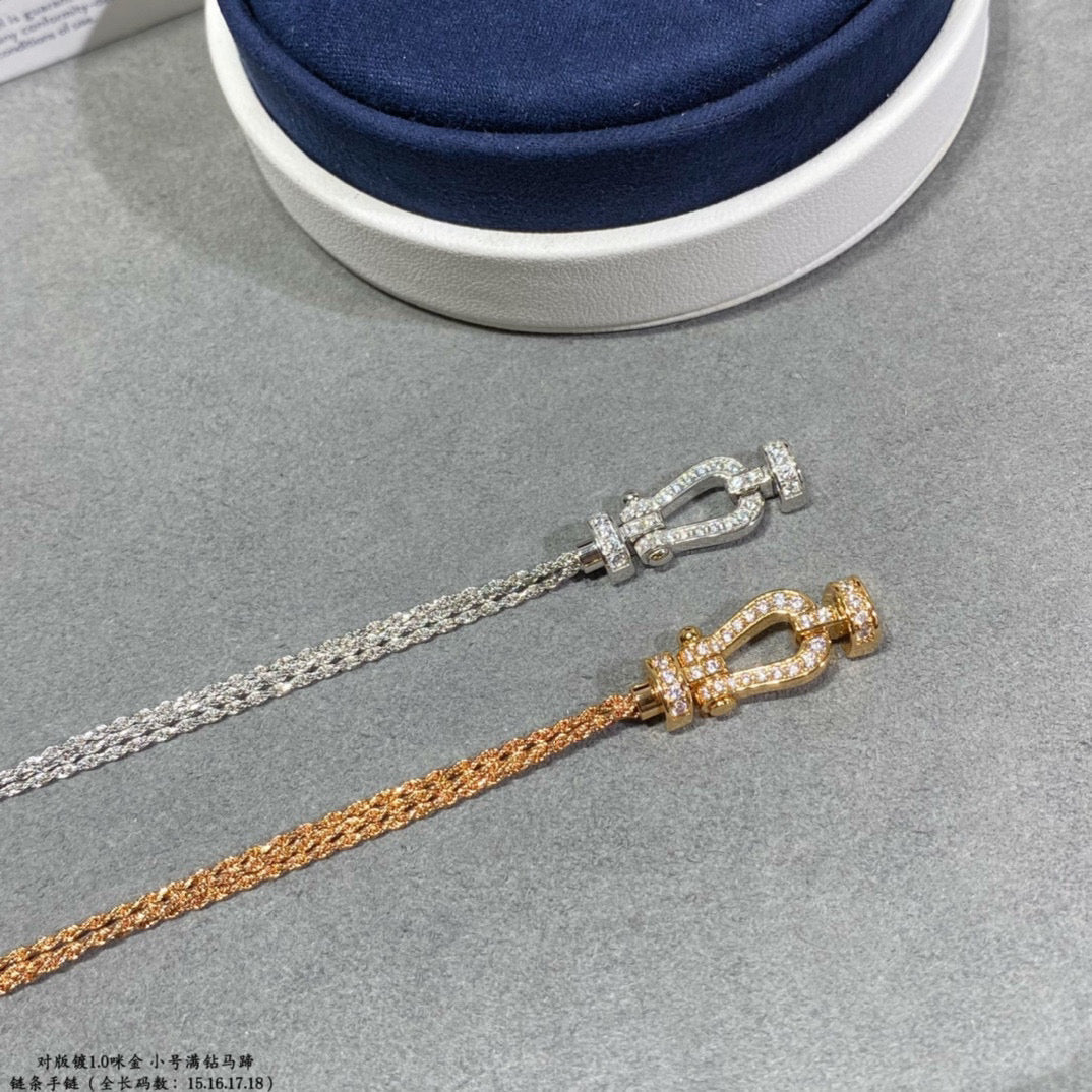 [AURORA]フォース スモールホースシュー ダイヤモンドチェーンロープブレスレット