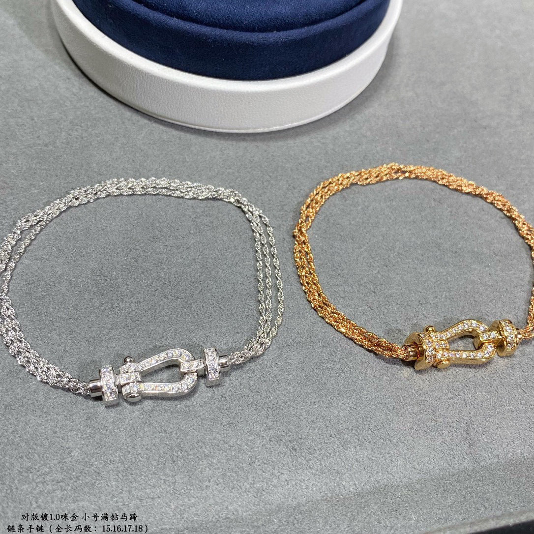 [Aurora]FORCE SMALL HORSESHOE  DIAMOND CHAIN ROPE BRACELET