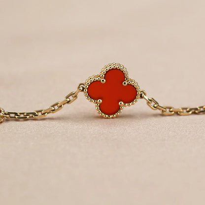 [AURORA]CLOVER 5 MOTIF RED CORNELIAN BRACELET COLLECTION