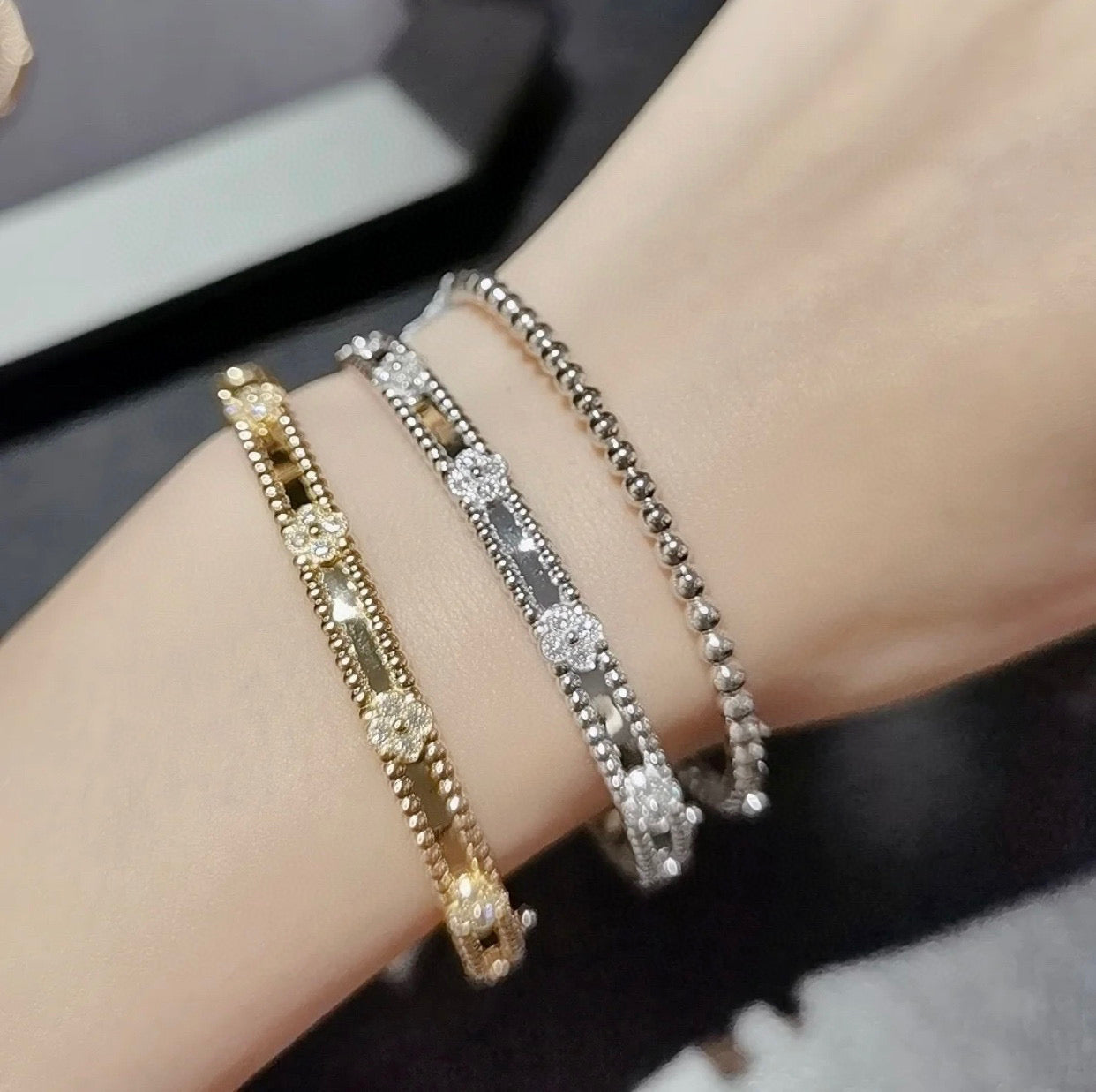 [Aurora]CLOVER BRACELET 4MM DIAMONDS