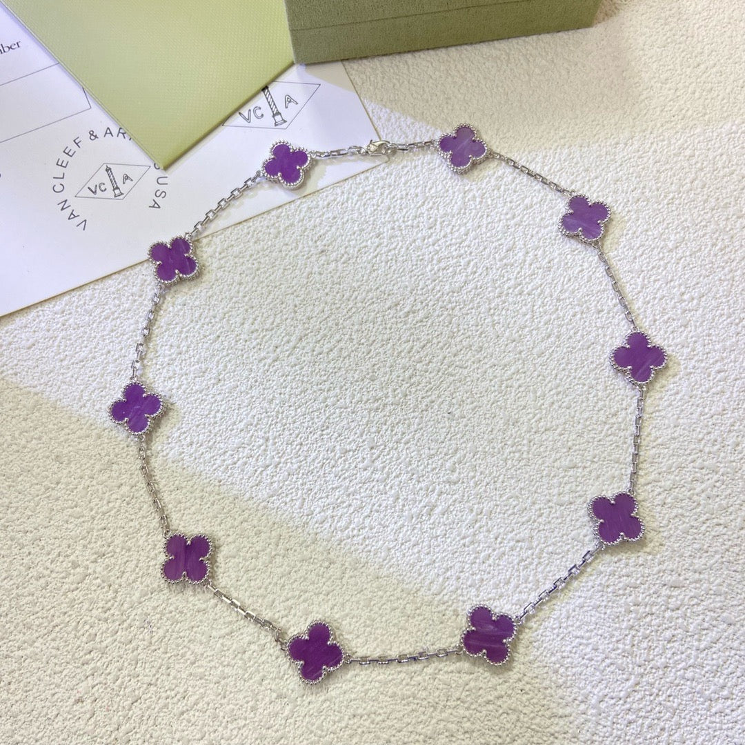 [AURORA]CLOVER 10 MOTIFS  PURPLE VIOLET  NECKLACE