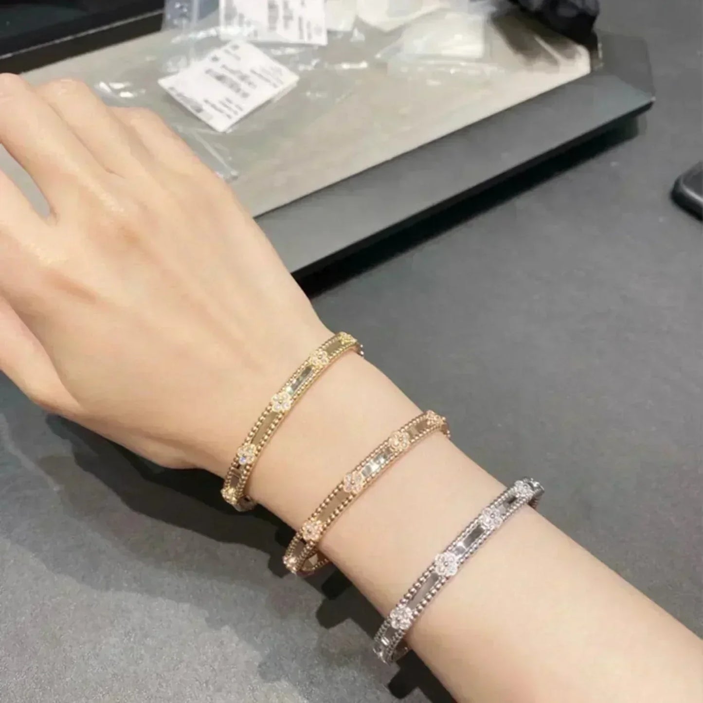 [Aurora]CLOVER BRACELET 4MM DIAMONDS