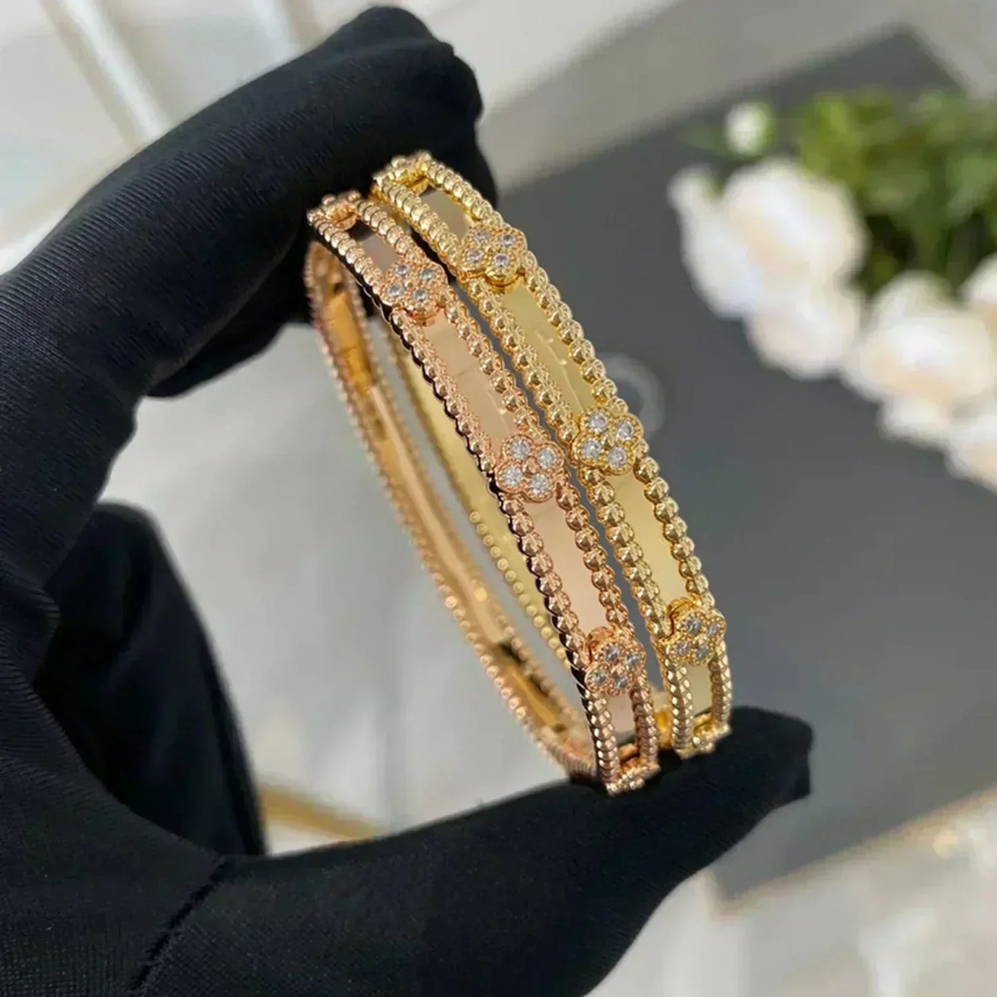 [Aurora]CLOVER BRACELET 4MM DIAMONDS