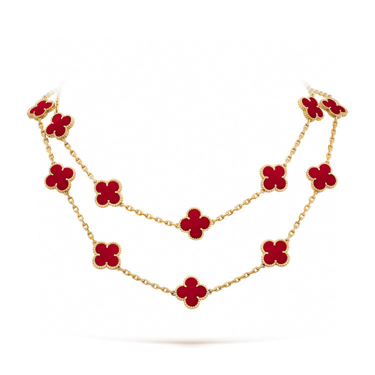 [Aurora]CLOVER 20 MOTIFS CARNELIAN NECKLACE