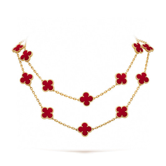 [Aurora]CLOVER 20 MOTIFS CARNELIAN NECKLACE