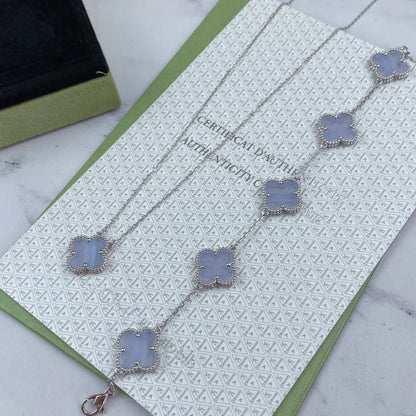 [AURORA] CLOVER 5 MOTIF PURPLE CHALCEDONY BRACELET COLLECTION