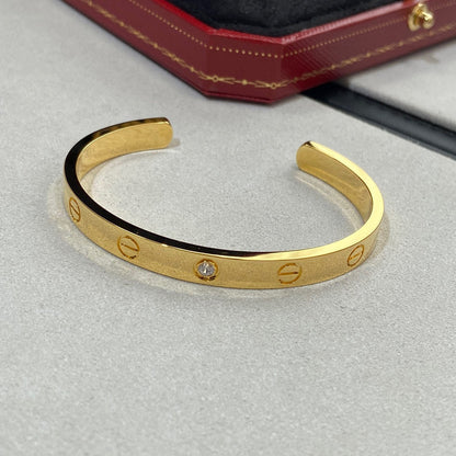 [AURORA]ラブブレスレット 6.1mm 1ダイヤモンド オープンカフ